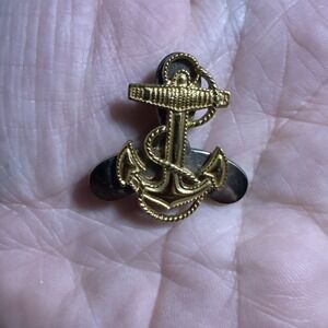 Sterling Silver Gold-Toned Anchor WWII Hat Pin / Brooch #FMU420